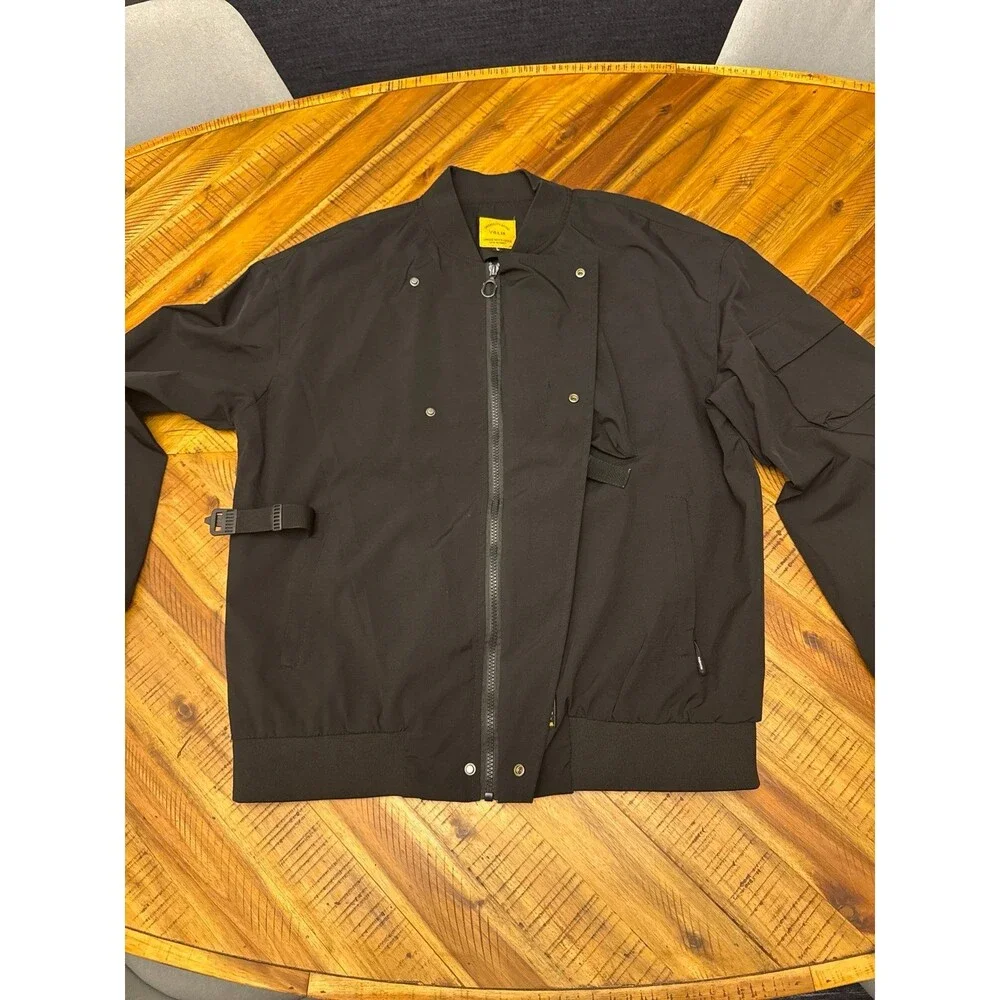 YSLB Men’s Black Multi Pocket Cargo Bomber Jacket Techwear Windbreaker L